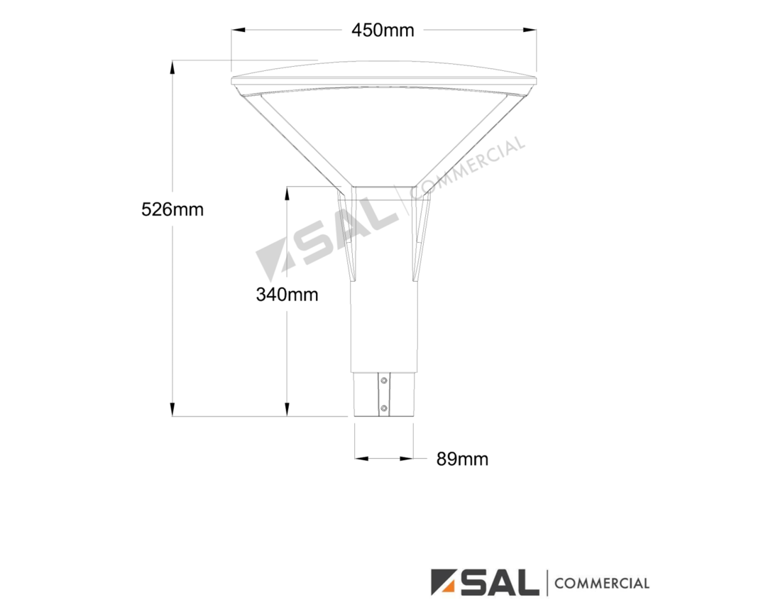 Zurich LED Commercial LED Post Top - Single line drawing