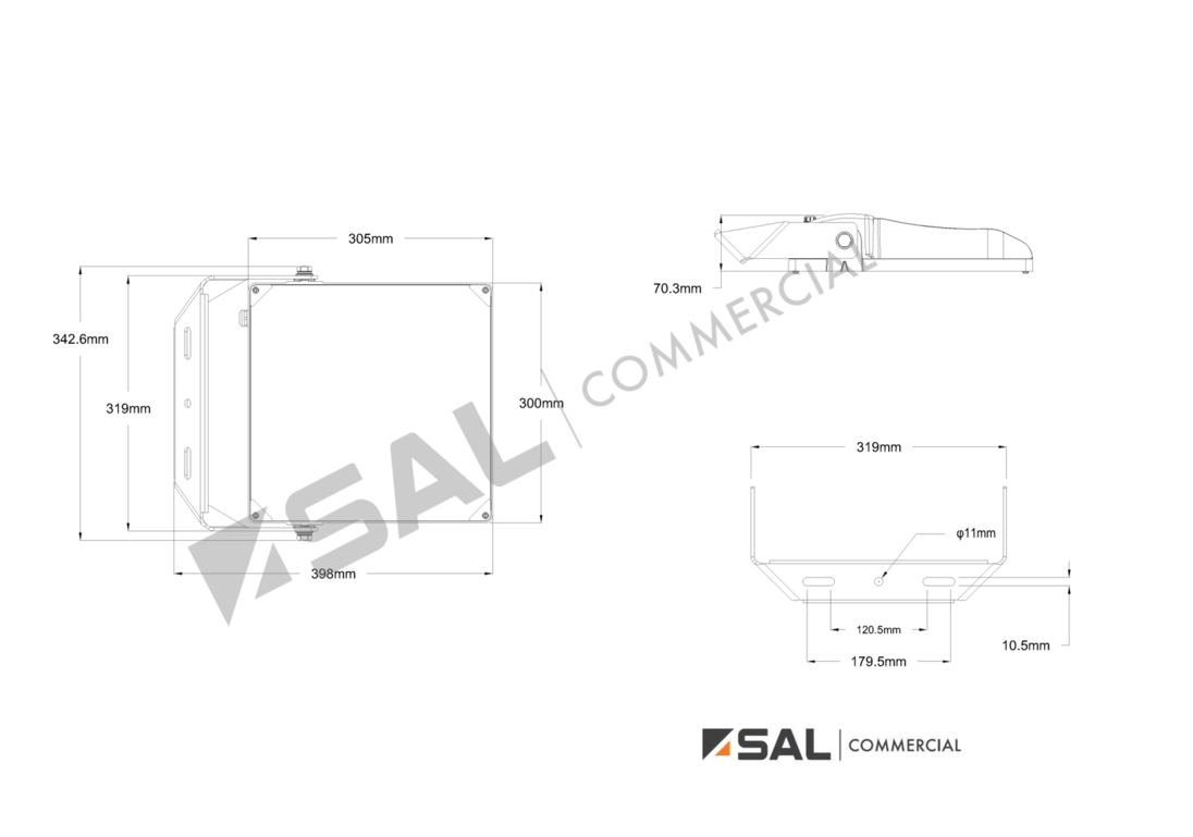 Columbus 200w LED Floodlight - single line drawing  - SAL Commercial