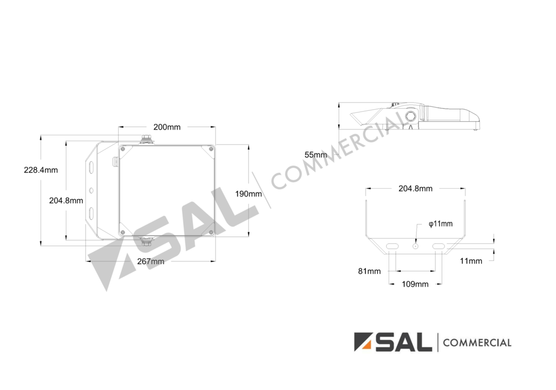 Columbus 50w LED Floodlight  - single line drawing