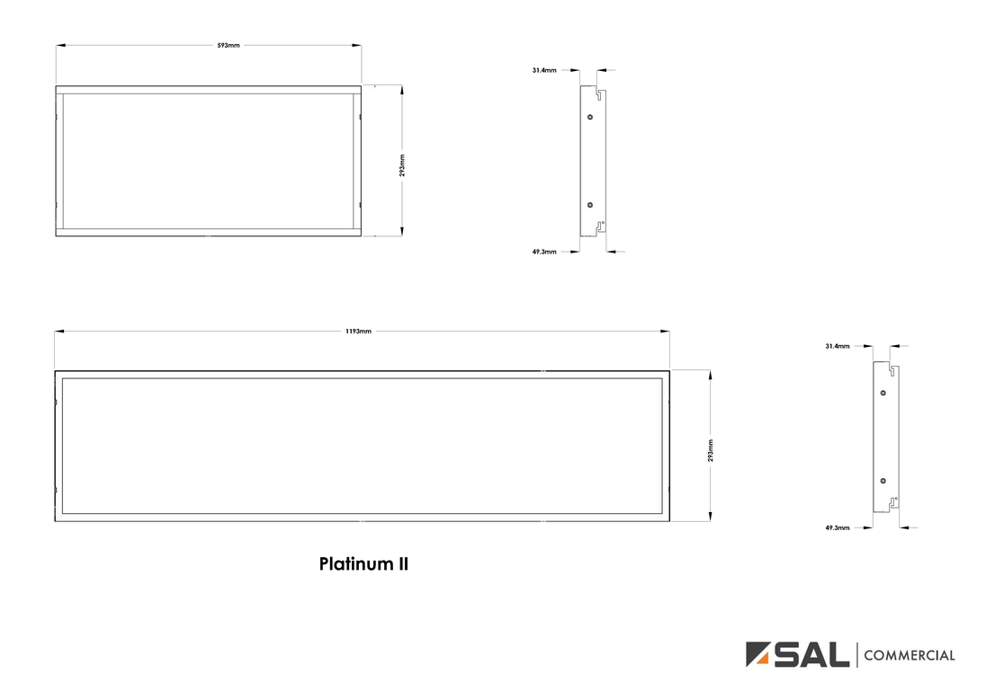 Platinum II - line drawings LED troffer panel | © SAL Commercial